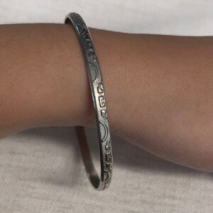 Alpaca silver Mexico tribal bangle bracelet marked 925
